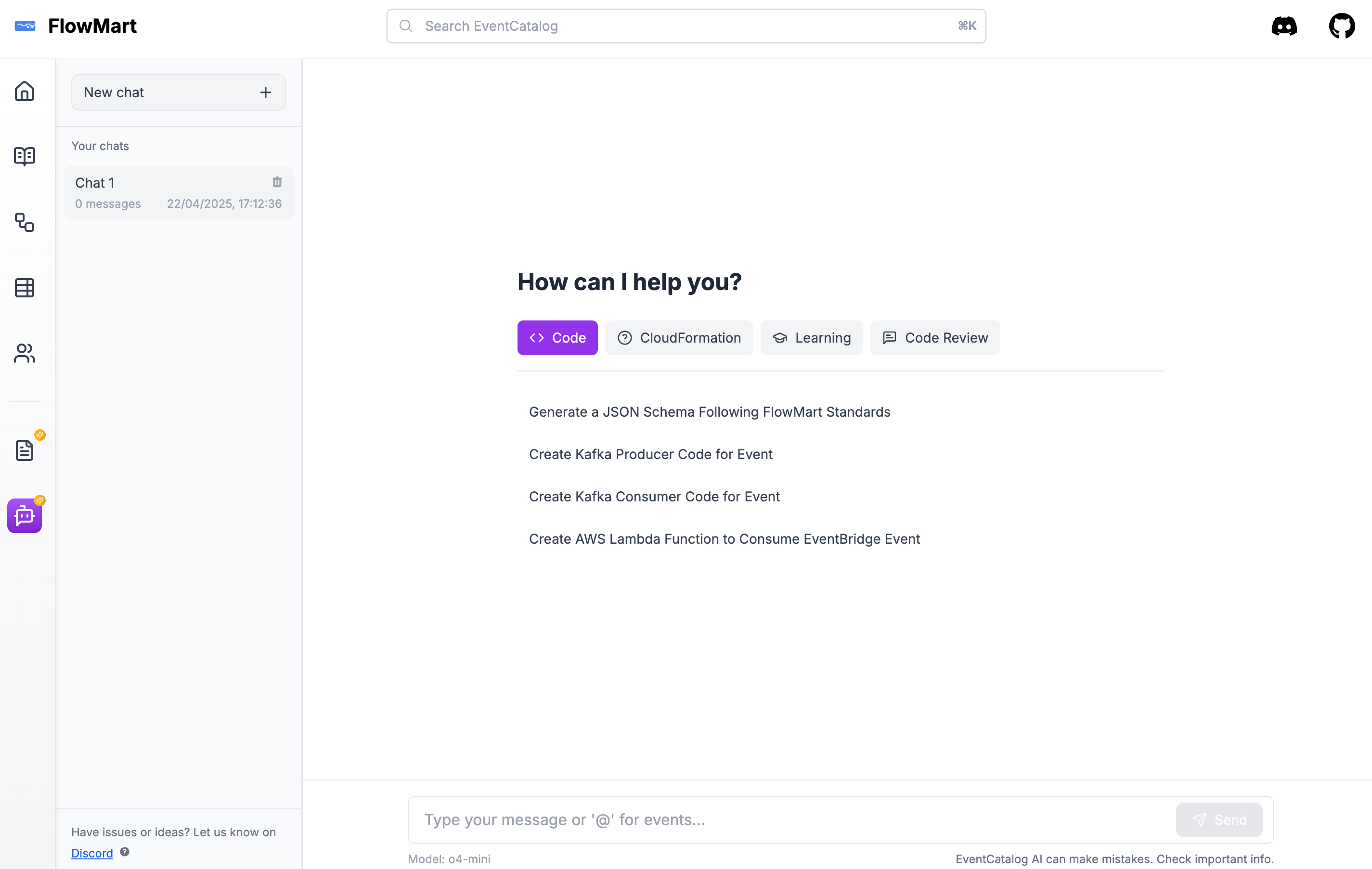 EventCatalog Chat Screenshot