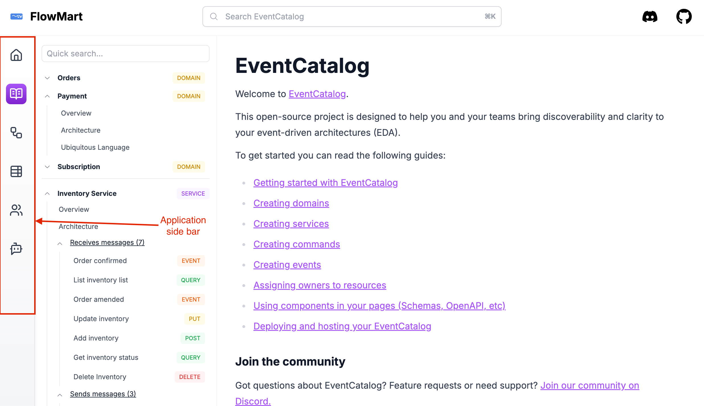 EventCatalog Sidebar