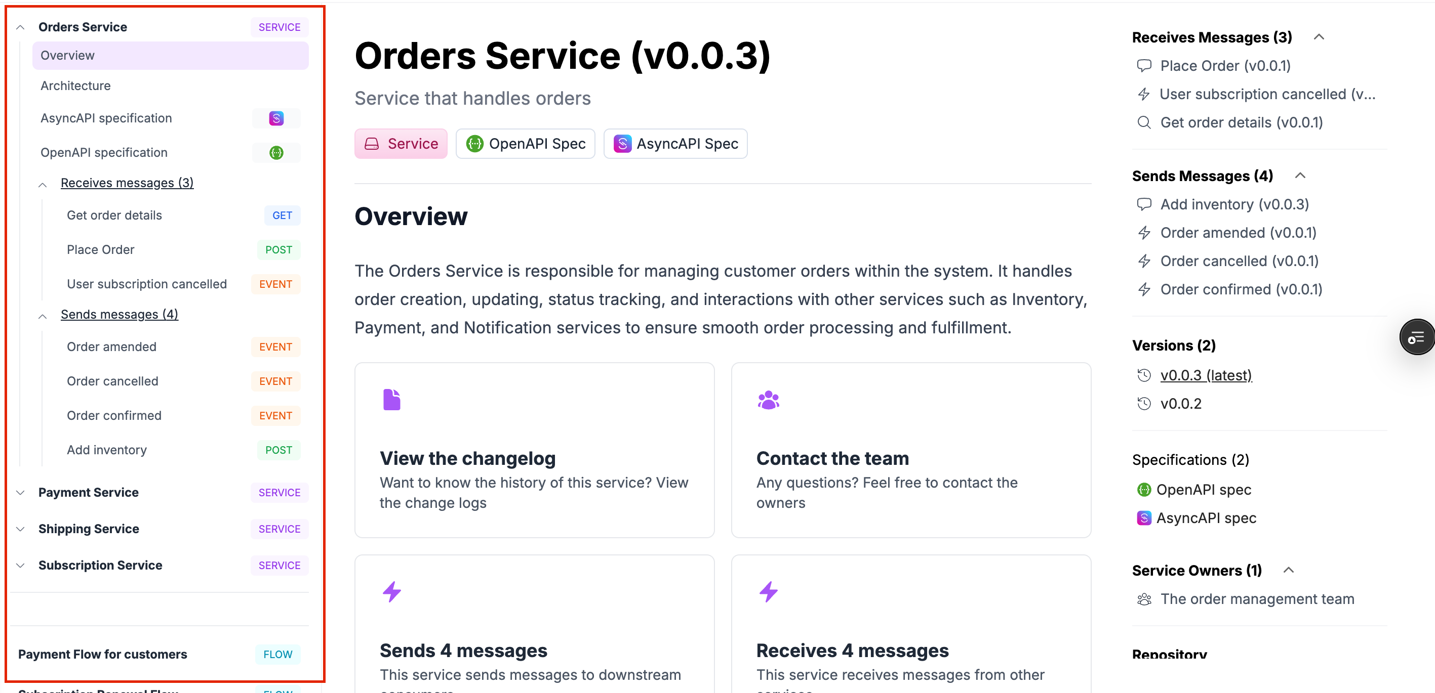 EventCatalog Sidebar