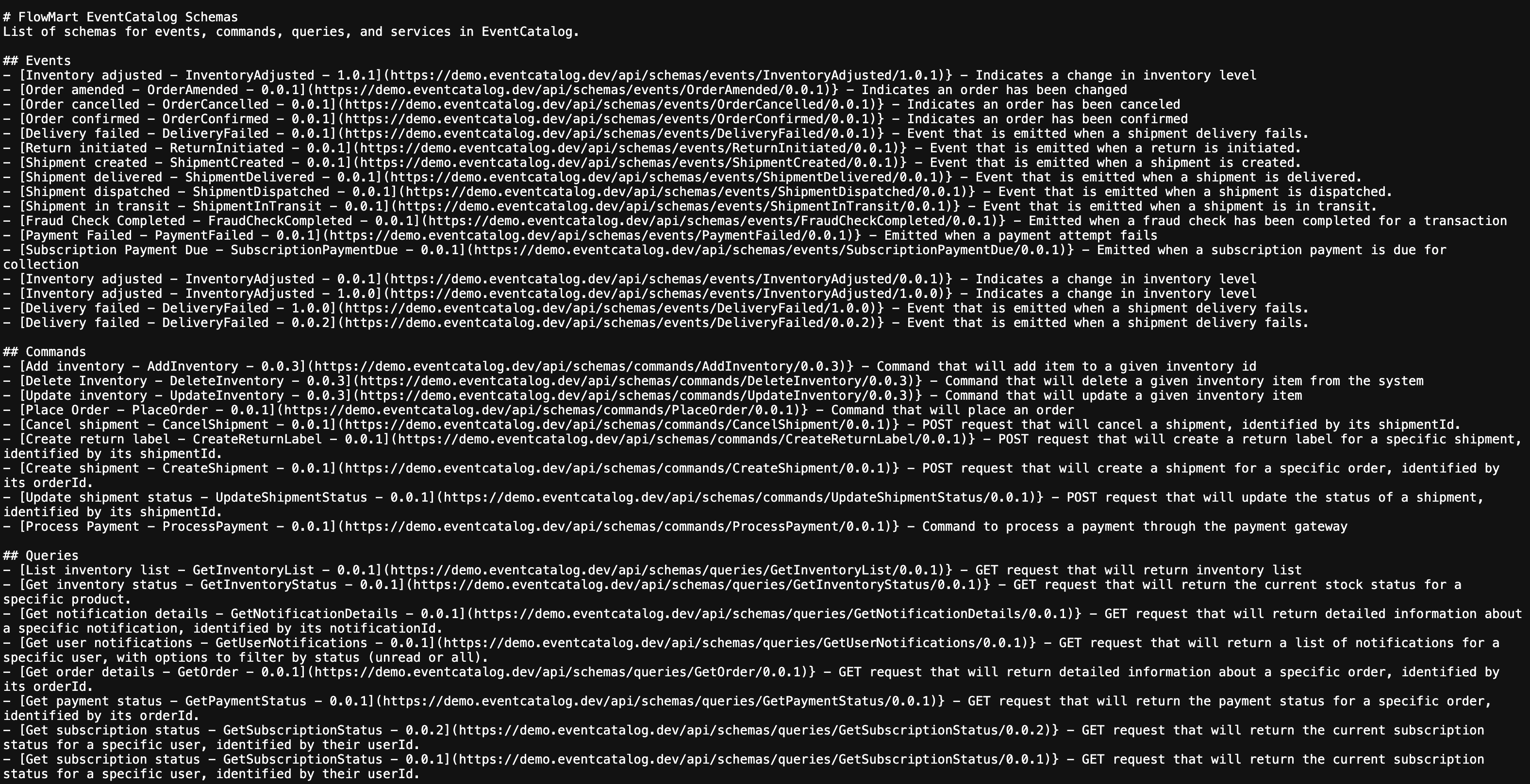 EventCatalog Schemas.txt
